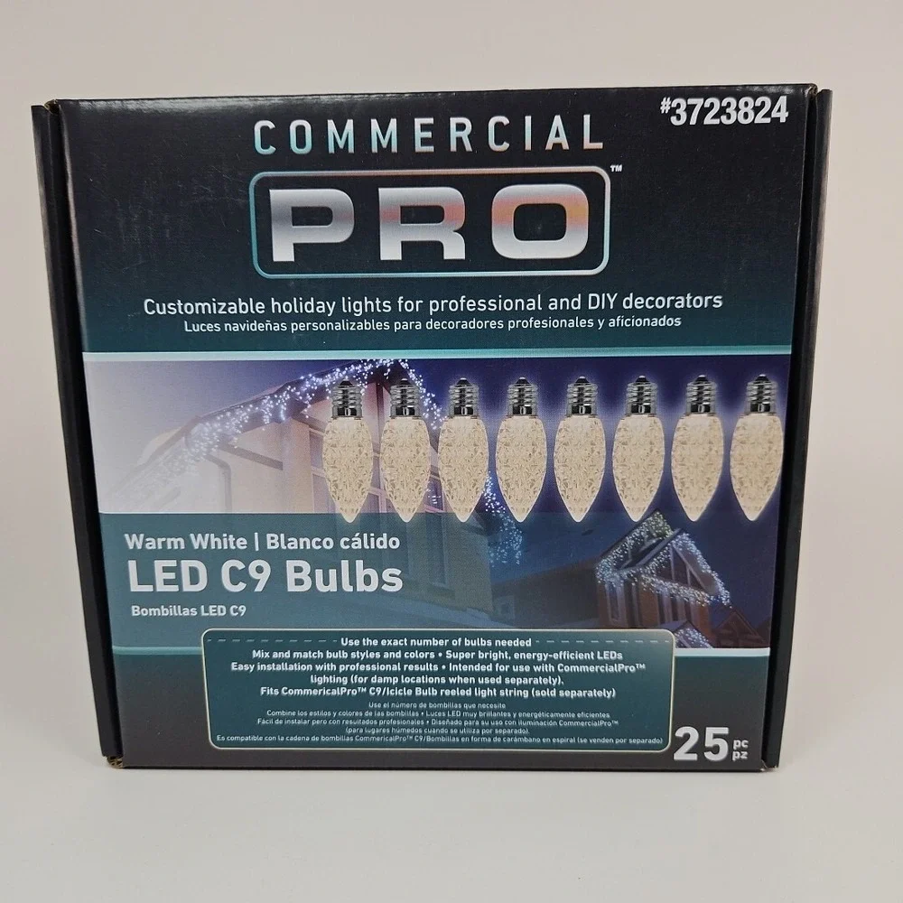 GEMMY Commercial Pro 25‎ Ct C9 Warm White LED String Christmas Light Bulbs E17